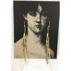 NWT NOS $69 Sibilia Handmade Gold Silver Drop Dangle Earrings Statement